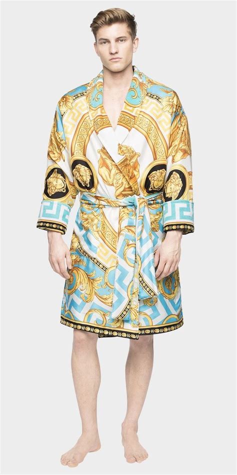 blue versace robe silk|Versace personalized robe.